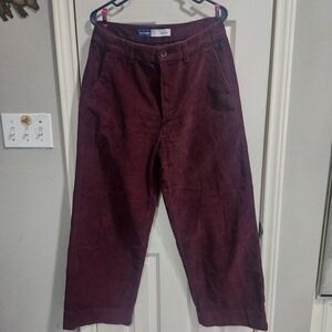 Old Navy Womens Corduroy Pants Size 8 Burgundy High Rise Wide Leg Cotton